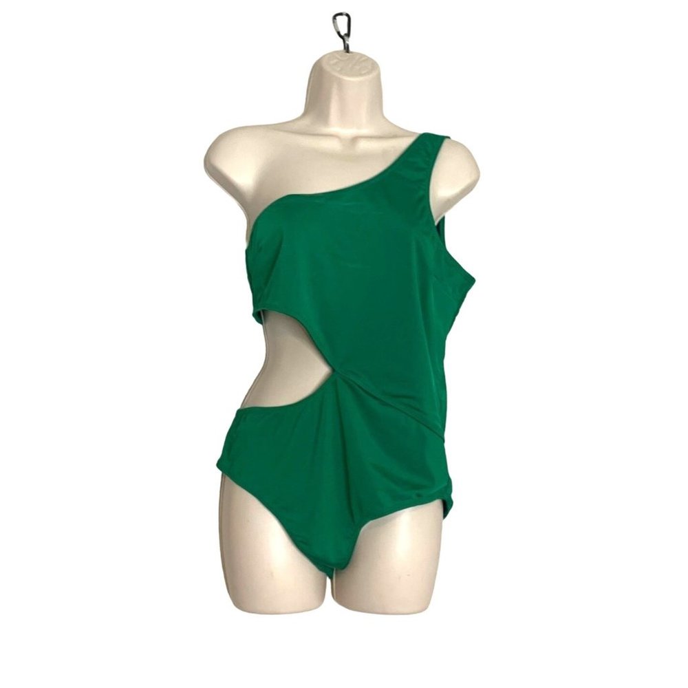 B Fyne New Womens Size XXXL One Shoulder Green Swimsuit Swimwear Beach Pool One